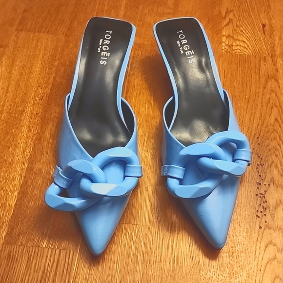 Torgeis Chain Kitten Heel Mule Size 7 - Picture 2 of 9